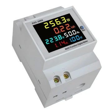 3X Монитор переменного тока на Din-рейке 6В1 40-300 В 100А Напряжение, ток, коэффициент мощности, Активная энергия, кВтч, частотомер, вольт-АМПЕР