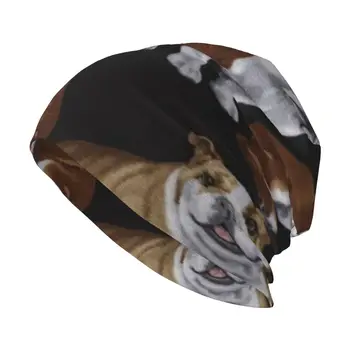 Стильная кепка-бини из эластичного трикотажа с напуском English Bulldogs, многофункциональная кепка-череп для мужчин и женщин