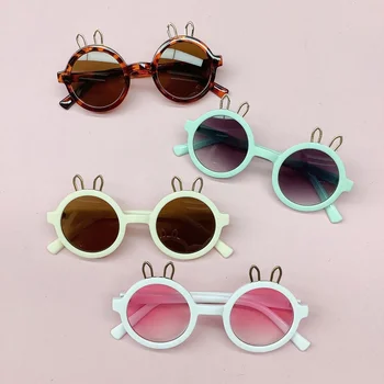 Милые солнцезащитные очки, Новые мультяшные детские солнцезащитные очки с металлическими ушками, солнцезащитные очки против ультрафиолета