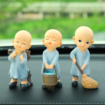 Украшение для дома и автомобиля 3в1, милые статуэтки маленького монаха из смолы, модное украшение рабочего стола ручной работы, подарок на день рождения.