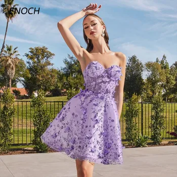 ENOCH, Современные домашние платья трапециевидной формы, без рукавов, с 3D цветами, без спинки, праздничное платье в складку Длиной до пола, Vestidos De Gala