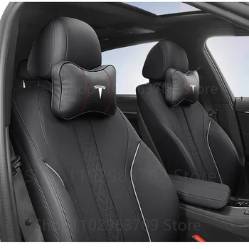 Кожаные Автомобильные Подушки Для Шеи Tesla Model 3 S X Y 2022 Автомобильные Принадлежности Подушка Для Подголовника Сиденья Tesla Model Y 2023 Автомобильные Аксессуары