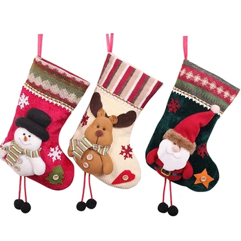 Рождественские чулки из 3 предметов, Санта-Клаус, Северный олень и Снеговик для декора рождественской вечеринки