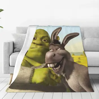 Комедийное Одеяло Shrek Donkey Аниме Флисовое Новинка Теплые Пледы для Кровати Диван Лето