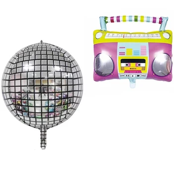 22-дюймовые воздушные шары для радио-дискотеки 1шт 4D Лазерный шар из серебряной фольги в стиле хип-поп-тематики Воздушные шары на День рождения для украшения вечеринки по случаю Дня рождения